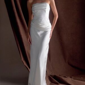 Meshki Jasmine Strapless Satin Maxi Dress Sz L